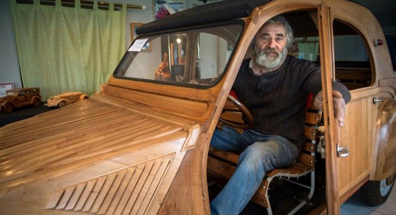 French cabinetmaker Michel Robillard took six years to craft a lifesize and fully operational handbuilt wooden 2CV Citroen Car