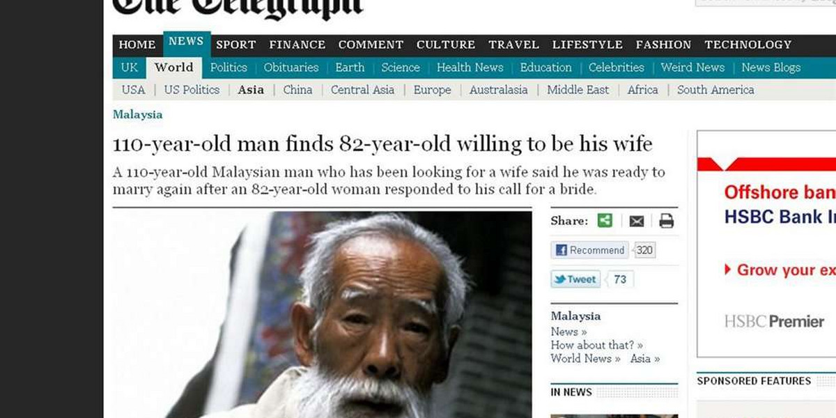 Ma 110 lat i szuka żony! Ma już dwie chętne!