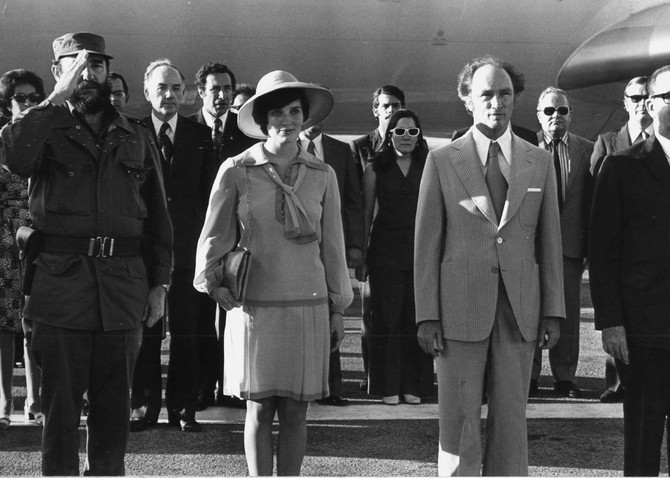 Pjer Trudo sa suprugom Margaret i Fidelom Kastrom 1976. u Havani