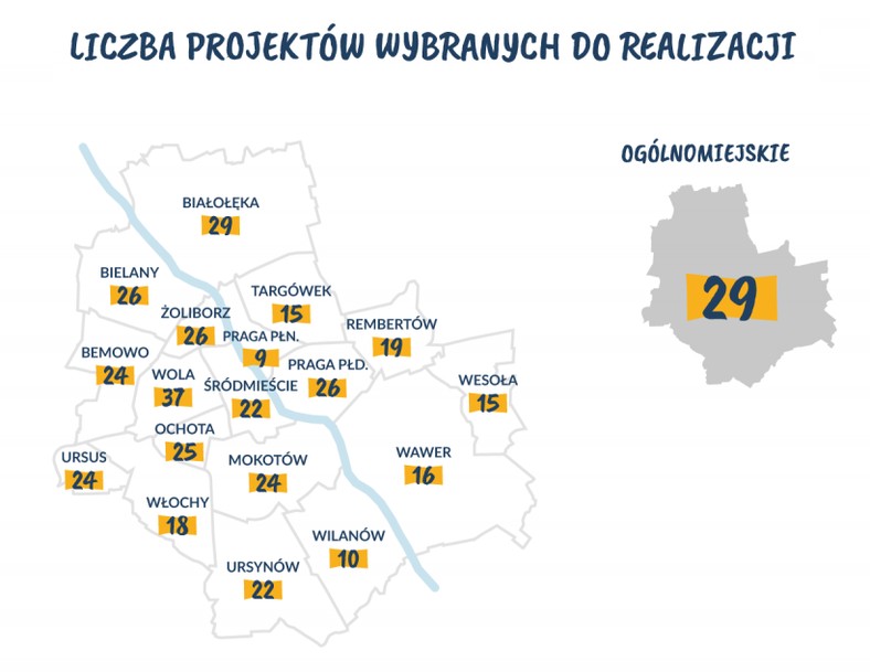 Liczba projektów wybranych do realizacji