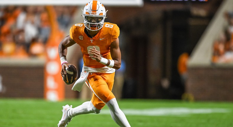 Fans of University of Tennessee Volunteers, led by quarterback Nico Iamaleava, will begin helping pay student athletes with new talent fee.Bryan Lynn/Icon Sportswire via Getty Images