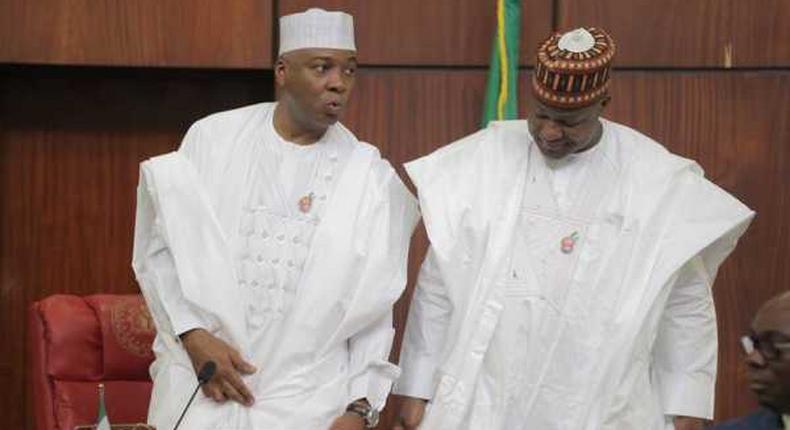 Senate President Bukola Saraki (L) and House Speaker, Yakubu Dogara (R)