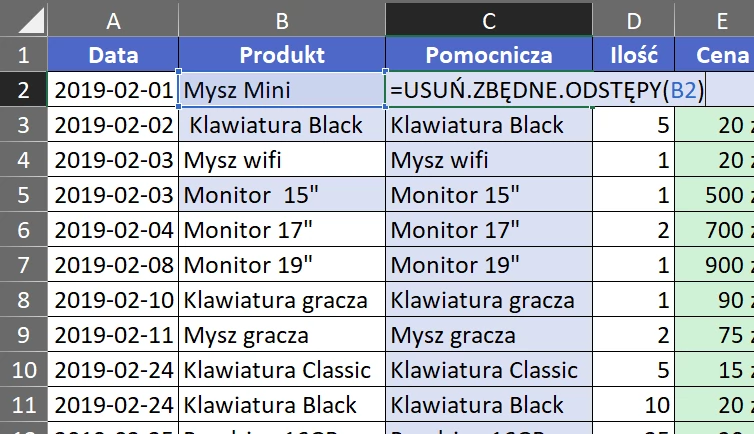 4.7  Tymczasowa kolumna pomocnicza do poprawy danych