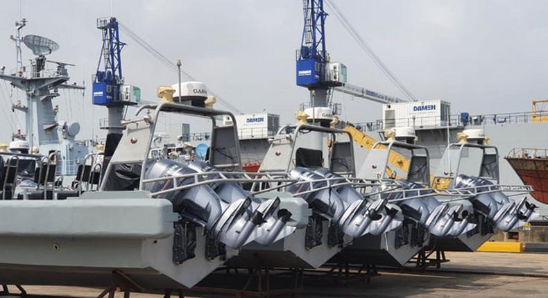 Buhari inaugurates made-in-Nigeria Vessel named NNS Oji. [ChannelsTV]