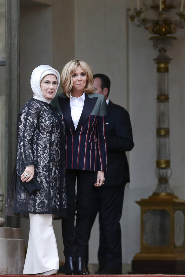 Brigitte Macron gościła w Pałacu Elizejskim pierwszą damę Turcji - Emine Erdogan