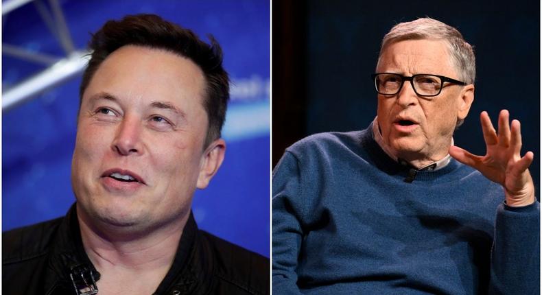 Musk targeted tweets at billionaire rivals Gates and Bezos after daring AOC to take part in poll.