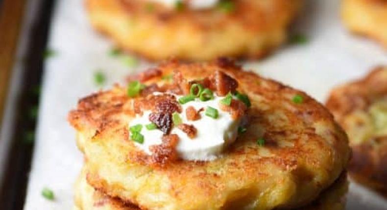 Loaded Mashed Potato Cakes (Bellyfull.net)