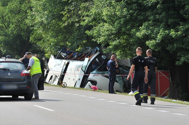 Tragiczny wypadek w Garwolinie. Ukraiński autobus zjechał do rowu