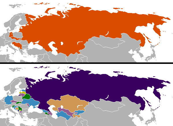 Grafika (na dole) przedstawia mapę po rozpadzie ZSRR