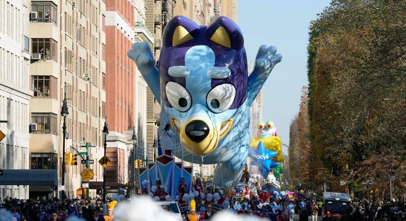 A Bluey balloon featured in the Macy's Thanksgiving Day Parade in 2022.Photo by Charles Sykes/Invision/AP