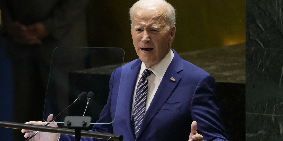 Joe Biden podczas wystąpienia w Zgromadzeniu Ogólnym ONZ.