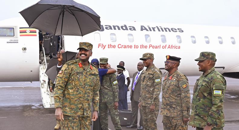 Gen Muhoozi Kainerugaba's arrival in Rwanda