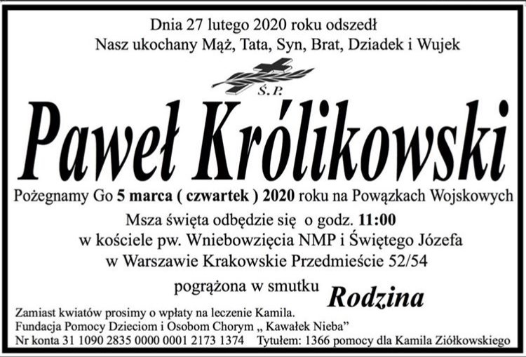 Antek Królikowski opublikował nekrolog