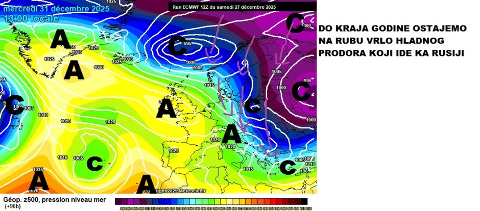 Mapa temperatura do kraja godine