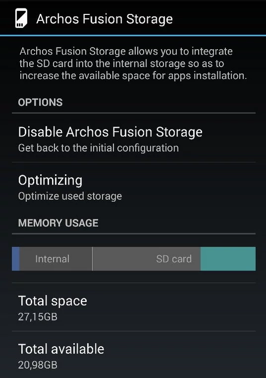 Archos Fusion Storage, fot. własne