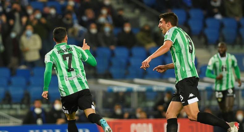 Juanmi (left) scored twice as Real Betis thrashed Real Sociedad in the Copa del Rey on Thursday. Creator: ANDER GILLENEA