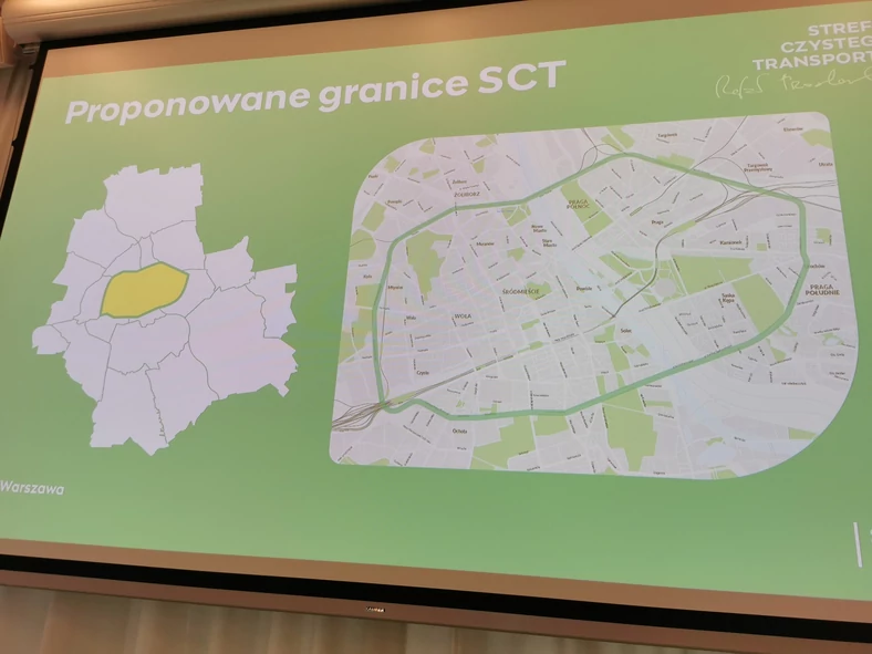 Planowane granice strefy czystego transportu w Warszawie