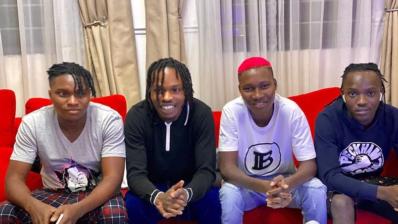 L-R: Fabian Blu, Naira Marley, Zinoleesky and Moh Bad. (Instagram/Naira Marley)