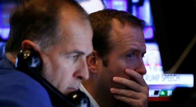 Traders on the floor of the New York Stock Exchange.