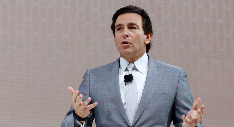 Ford Motor Company CEO Mark Fields speaks at the 2017 New York International Auto Show in New York City, U.S. April 12, 2017.