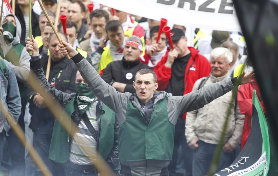 KATOWICE PROTEST GÓRNICZYCH ZWIĄZKÓW ZAWODOWYCH (manifestacja górniczych związkowców)