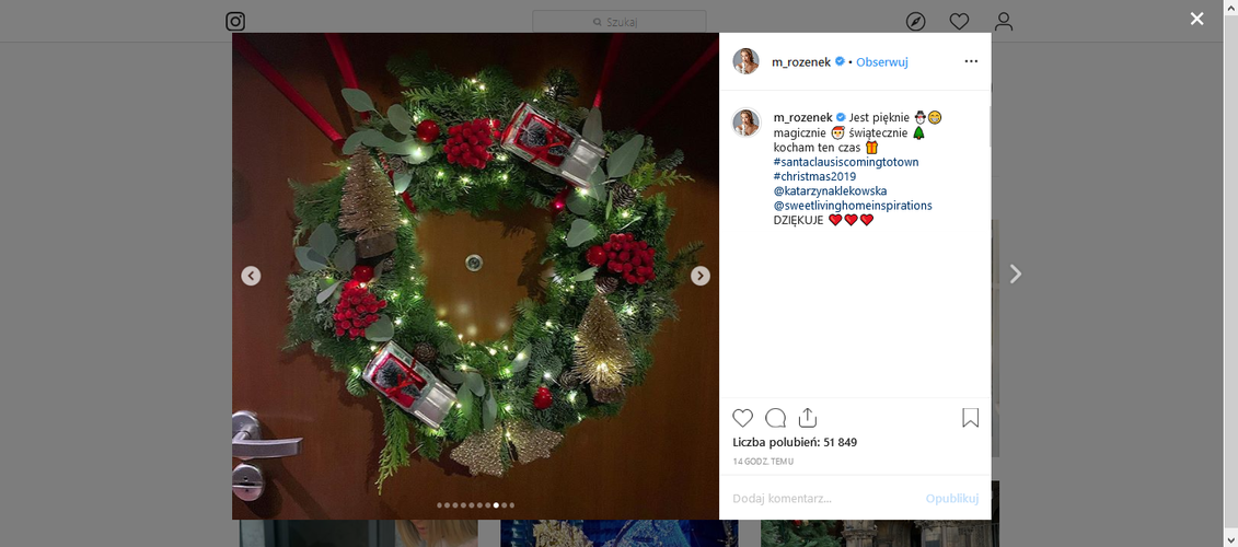 świąteczne dekoracje w domu Małgorzaty Rozenek