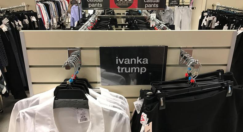 Ivanka Trump-branded blouses and trousers for sale at the off-price retailer Winners in Toronto, Ontario, Canada on February 3.