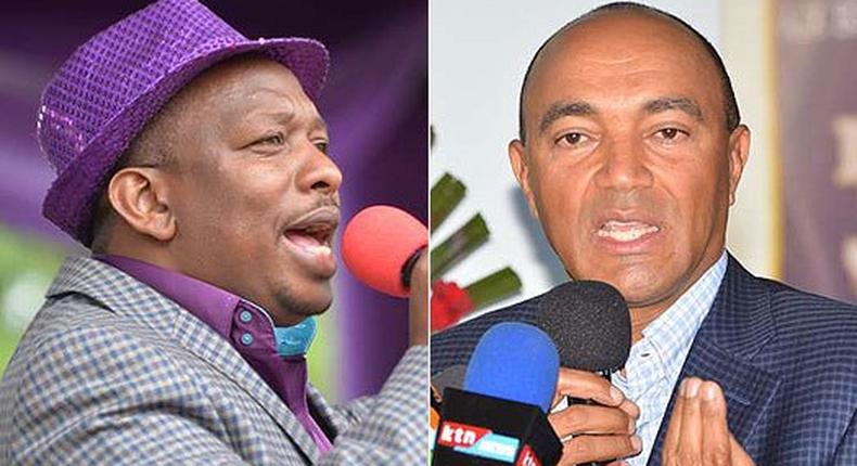 Senator Mike Sonko (left) and Peter Kenneth.