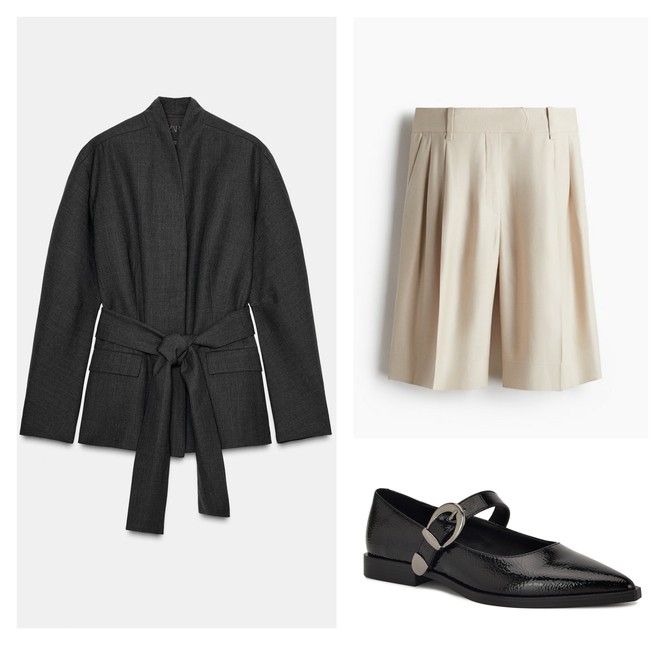 Sako „Zara“, bermude „H&M“, cipele „Nine West“ 