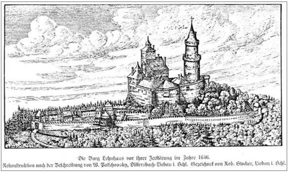 Zamek Wleń / Lenno - graficzna rekonstrukcja zamku na podstawie opisu z 1599 r.