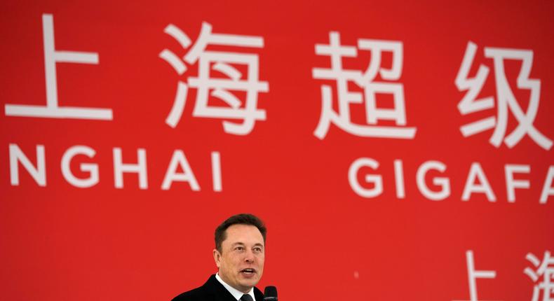 Elon Musk at the Tesla Shanghai Gigafactory groundbreaking ceremony in 2019.REUTERS/Aly Song