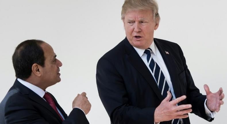 You have a great friend and ally in the United States and in me, President Donald Trump told Egypt's President Abdel Fattah al-Sisi (L), sweeping aside his predecessor Barack Obama's concerns about Sisi's purge of political opponents