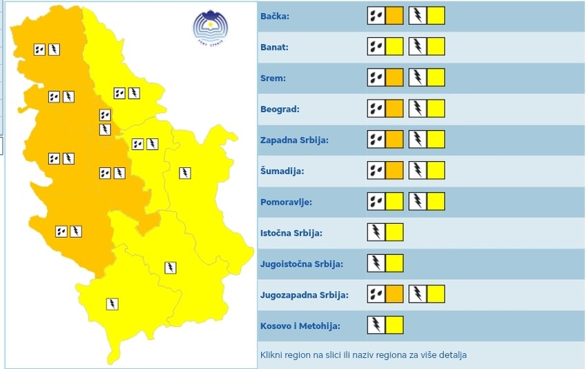 Meteoalarm za nedelju