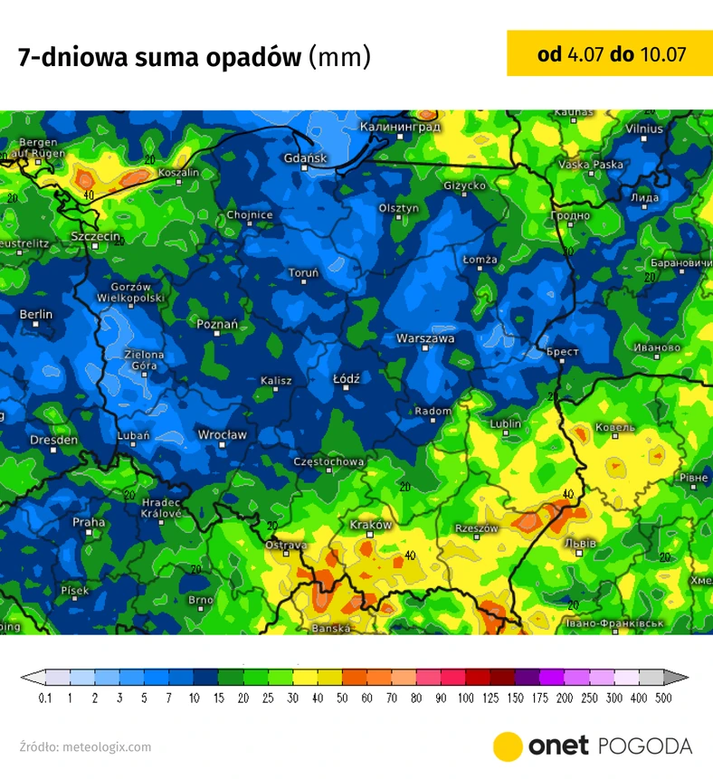 Przyszły tydzień przyniesie sporo deszczu, głównie na wschodzie i częściowo południu