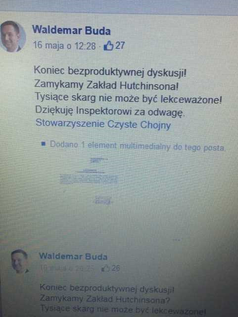 W późniejszej wersji wpisu posła Budy, zamiast wykrzyknika przy zdaniu o "zamykaniu zakładu" pojawił się znak zapytania