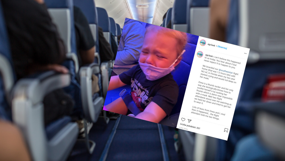 USA. Stewardesa chciała przykleić dziecku maseczkę do twarzy