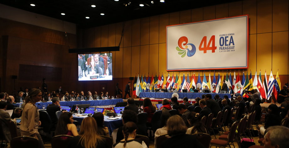 Delegates from member states of the Organization of American States (OAS) attend the last day of the 44th Regular Session of the OAS General Assembly in Luque, Paraguay, June 5, 2014.