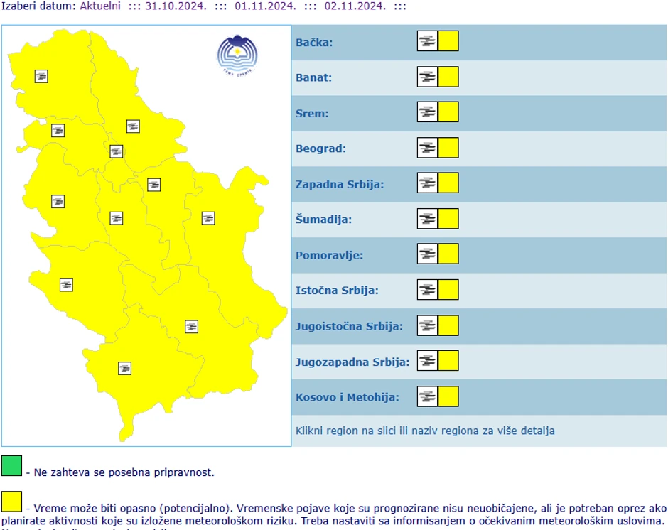 Meteoalarm za petak i subotu je isti -  magla u celoj Srbiji