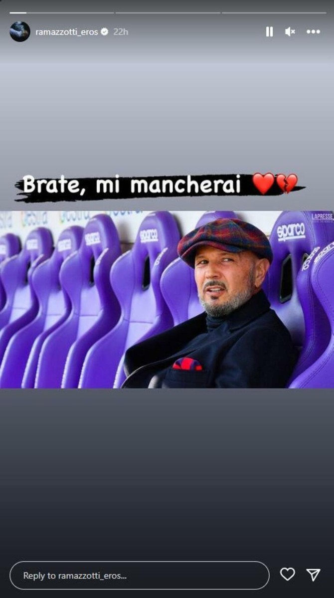 Eros Ramacoti se oprostio od Mihajlovića na srpskom jeziku, Foto: Screenshot, Instagram