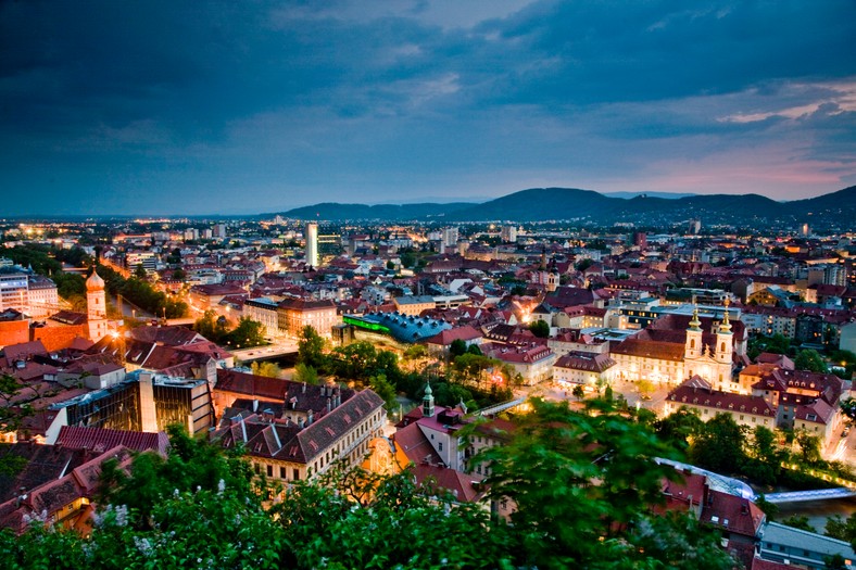 Widok na Graz z Góry Zamkowej