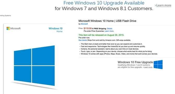 Windows 10 można już zamawiać na Amazonie