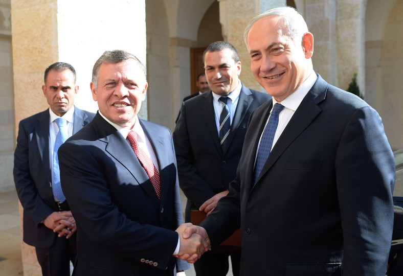 Król Jordanii Abdullah II i premier Izraela Benjamin Netanjahu w Ammanie, 2014 r.