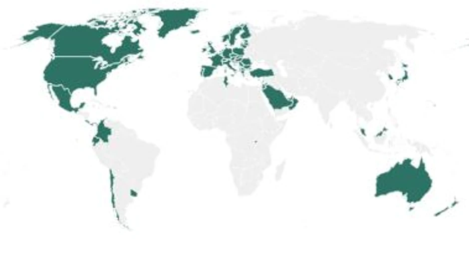 Mapa država koje koriste Fajzer/Bajontekovu vakcinu