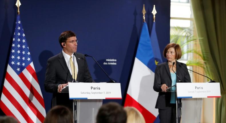 French army minister Florence Parly (R) and US Secretary of Defense Mark Esper (L) failed to indicate if they made any progress in de-escalating the Iran situation during their Paris talks