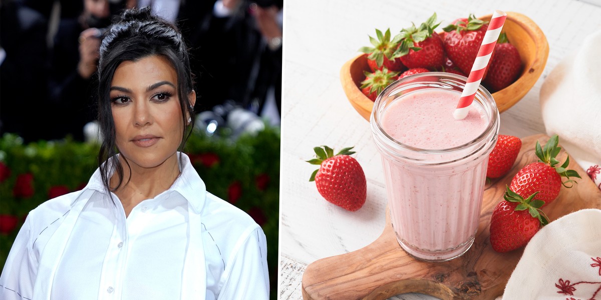 Kourtney Kardashian robi dzieciom truskawkowe smoothie z olejem rybnym.