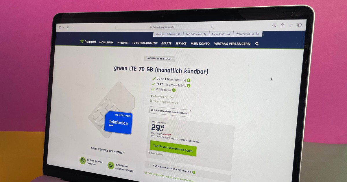 Aylık iptal edilebilir: Freenet'te 19,99 Euro karşılığında 70 GB