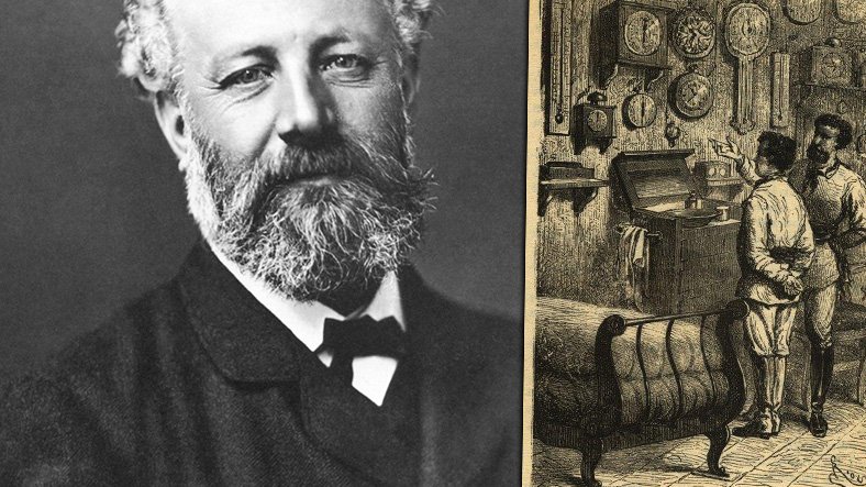 Jules Verne (fot. Féliks Nadar) i kajuta kapitana Nemo