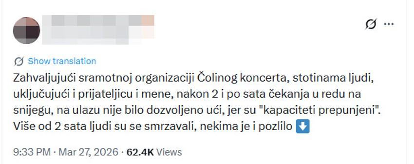 Komentari nakon Čolinog koncerta