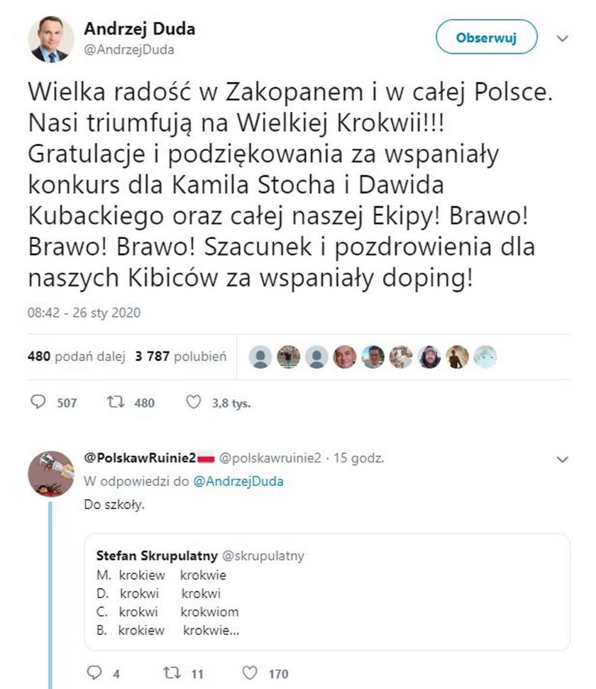 Wpadka prezydenta. Wytknęli mu to