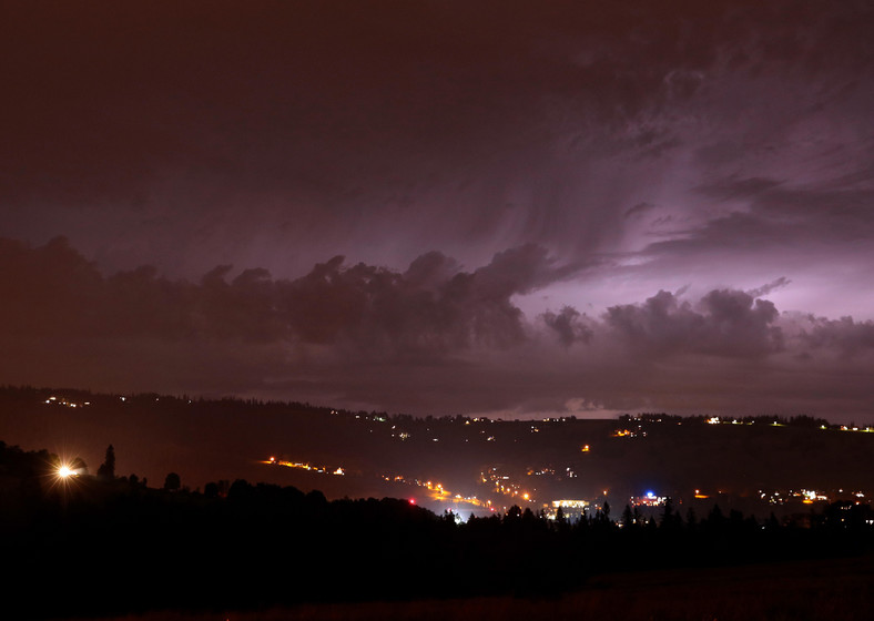 Nocna burza nad Zakopanem i Tatrami, 2021 r.